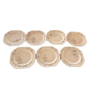 Vintage 1930s Pink Floral American Limoges Silver Moon Dinner Service Plates 7